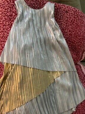 5T Frenchie Mini Couture girls' metallic pleated tiered dress